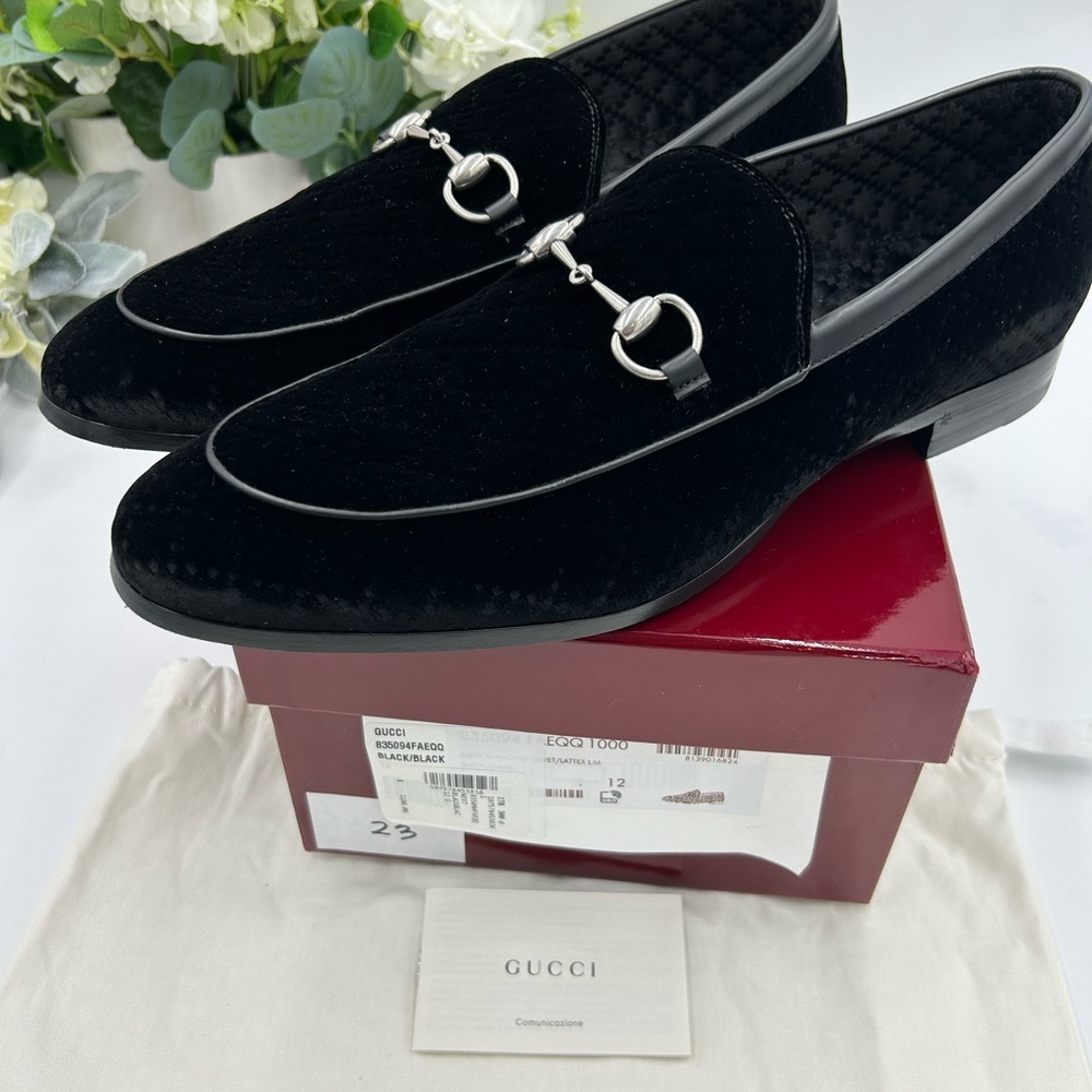Men's Gucci velvet horse bit loafers size 12 made in Italy